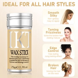 VOLLUCK Hair Wax Stick for Wigs, Edge Control Slick Stick Hair Pomade 2.7Oz Stick Non-greasy Styling Wax, Temporary Hair Styling Product for Edge Frizz Hair Pocket Size