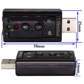 zdyCGTime USB 2.0 Virtual 7.1 Channel Stereo Audio Adapter External Sound Card with 3.5 mm Audio and Microphone Ports, Internal Amplifier and Volume Control. Plug and Play (Black)