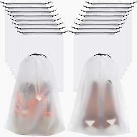 Shoe Bag, 15PCS Travel Transparent Shoe Storage Bags, Water Resistant Shoe Bags for Travelling, Suitcase Organizer Bags, Large Portable Clear Shoes Pouch Organizer with Drawstring Rope