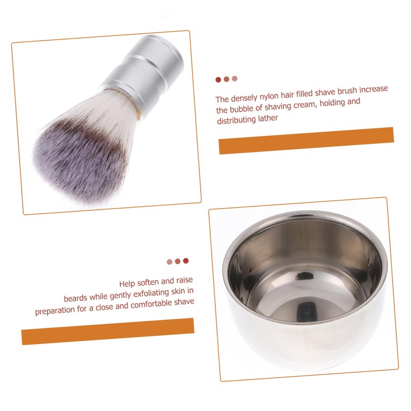 FRCOLOR Stainless Steel Shaving Brush Shaving Bowl Set Women's and