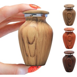 Maple Wood Finish Keepsake Cremation Urn for Ashes - Aluminum Urn with Painted Maple Grain Finish - 3 Cubic Inch Capacity [2.5 tablespoons of cremains] - for The Sharing of Ashes