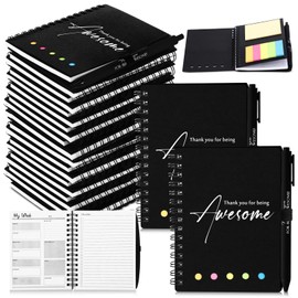 Resurhang 48 Pcs Christmas Employee Appreciation Gift A6 Spiral Notebook with Motivational Ballpoint Pens to Do List Spiral Weekly Planner Notepad for Team Teacher Staff Coworker(Thank You,Black)