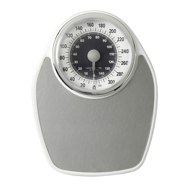 InstaTrack Large Dial Metal Analog Bathroom Scale with Silver Mat,