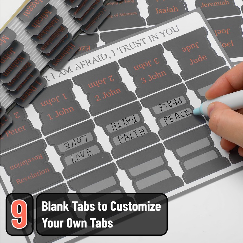 Mr. Pen- Bible Tabs, 75 Tabs, Cool Gray, Laminated Bible