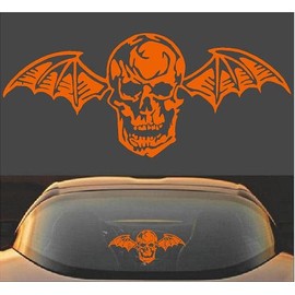Avenged Sevenfold A7X Death Bat Metal Band Vinyl Decal Sticker (15" x 6.5", Orange)