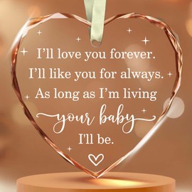 BSQUIELE Mom Gifts - Mom Christmas Glass Ornament - Mother Of The Bride Gifts - As Long As I'm Living Your Baby I'll Be - Mom Gifts From Daughter, Son - Birthday Gifts For Mama, Grandma, Her, Women