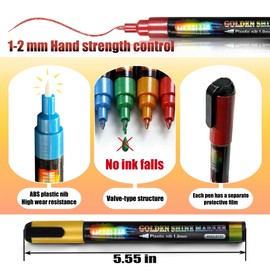 Timour Flash Acrylic Paint Markers Pens, Metal Color Paint Graffiti Pens for Model、Rock、Glass、Canvas、Plastic for Art and DIY Gifts.