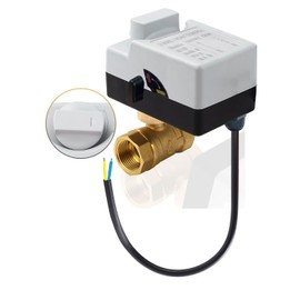 Meskliu 3/4 Motorized Ball Valve,AC110V Electric Ball Valve with Manual Switch,2 Wires Auto Return Setup Ball Valve,Standard Port (Normally Closed)