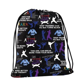 PXTIDY Martial Arts Drawstring Bag I Don't Tie Bows I Tie Knots Martial Arts Taekwondo Karate Gifts Jiu Jitsu Black Belt Gifts