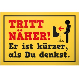 DankeDir! Tritt näher kürzer als Du denkst - Plastic Sign 30 x 20 cm - Toilet Sign for Hanging Funny Toilet Sign - Door Sign Guest Toilet Funny Men's Decorative Guest Toilet Wall