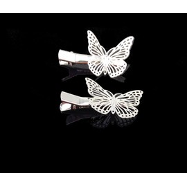 Yueton 1 Pair Silver Butterfly Hair Clip Hair Accessories, Bride Headwear Hair Clips