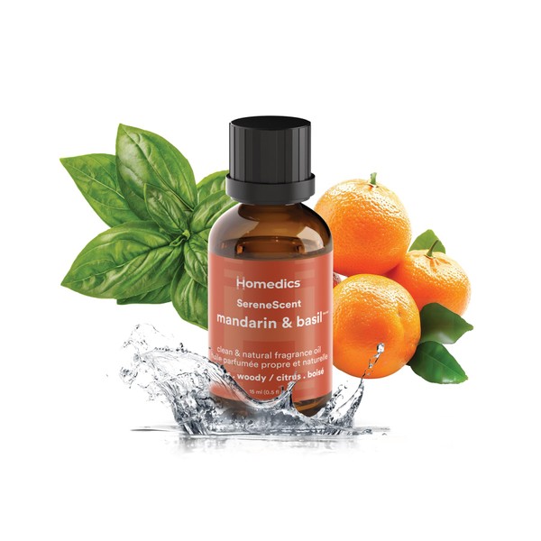 Homedics SereneScent Mandarin & Basil Home Fragrance Oil, 15 ml,