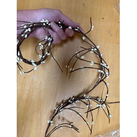 Wispy Pip Berry Garland, Set of 2 | 60 Inches Each, Ivory Cream Color | Country Primitive Floral Craft Decor