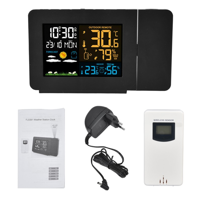 Indoor Outdoor Thermometer 60m Transmission Clock Projection Function Temperature Prediction