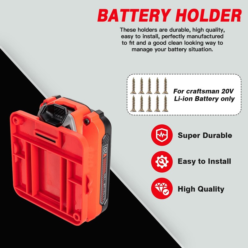 Battery Holder for Craftsman V20 20V Battery Wall Mount Battery
