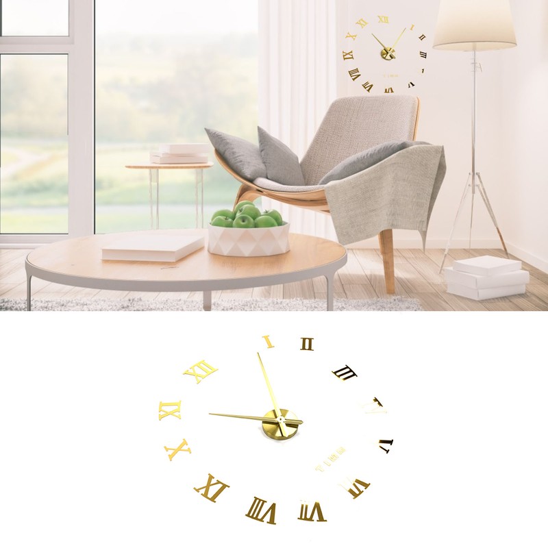 DIY Wall Clock Frameless Design Self Adhesive 3D Decorative Effect