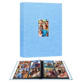 3.5x5 Photo Album, Photo Album 3.5x5 Holds 256 Photos, Linen Cover with Front Window, 3x5 Photo Albums for Wedding Family Baby Anniversary Pictures, Cards (Blue)