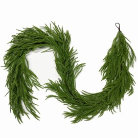 6FT Christmas Garlands Norfolk Pine Garland Real Touch Artificial Faux Greenery Garland for Holiday Indoor Outdoor Decor