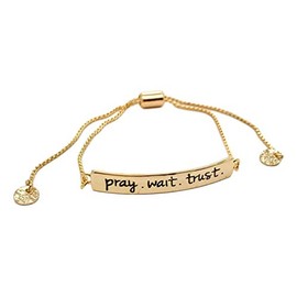 Doodle Beads Pray. Wait. Trust Adjustable Bracelet for Women, Christian Gift, Prayer Gift (GOLD)