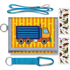 Kids Wallets for Boys With Coin Pocket, Boys Wallets for Kids Ages 4-18, Toddler Trifold Truck Wallet for Boys With 9 Card Holders,Novelty Wallet for Childrens Birthday Gifts