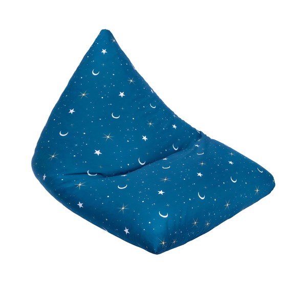 Ready Steady Bed Kids Children Pyramid Shaped Bean Bag | Comfy Toddler Furniture | Soft Child Safe Lounger Seat Playroom (Moonlight)