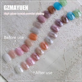 GZMAYUEN White Pearl Chrome Nail Powder, Summer Mirror Effect Chrome Powder for Gel Nails, Iridescent Pearlescent Glitter Nail Pigment Powder for Nail Art Decorations