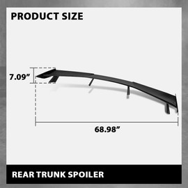 LQI Rear High Wing Spoiler Kit Compatible with Chevy Corvette C8 Models 2020-2024 Rear Trunk Lid Spoiler Wing Gloss Black