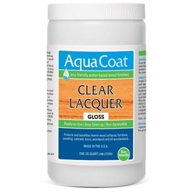 Aqua Coat Clear Lacquer in Gloss Finish - Self-Cross-Linking, Premium Water-Based for Wood & Plastic - Fast-Drying, Non-Yellowing, Eco-Friendly - Quart