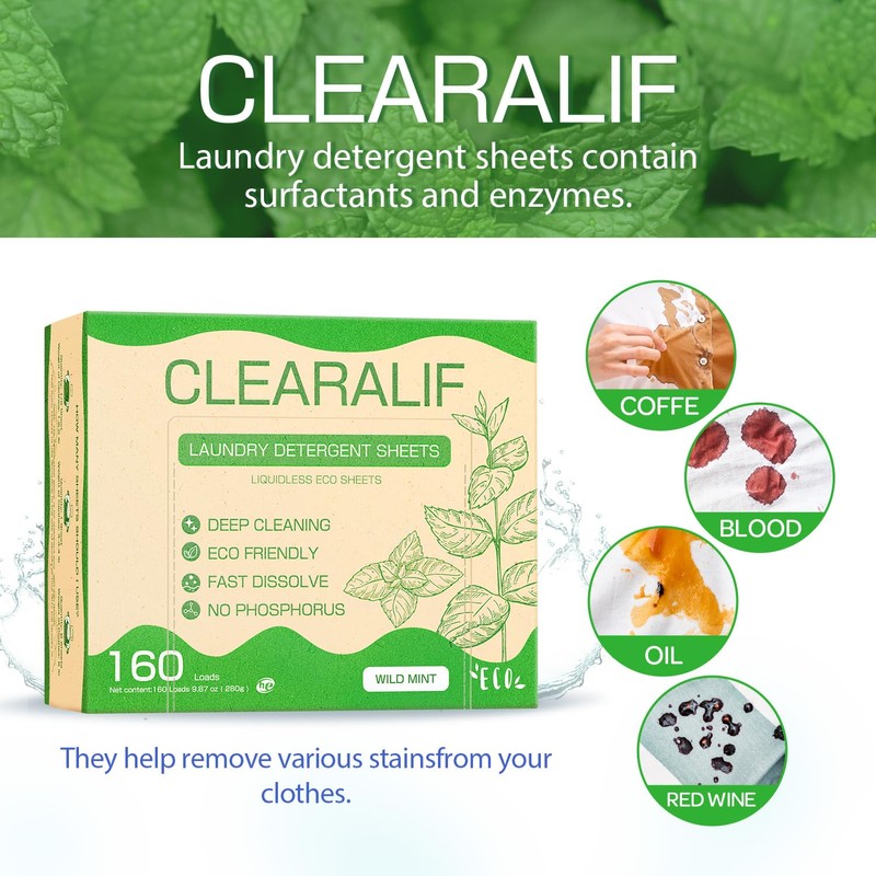 Laundry Detergent Sheets Up to 160 Loads, Wild Mint -