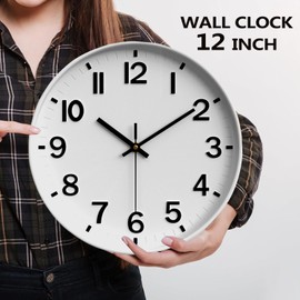 Lottogo Wall Clock 12 Inch Silent Non Ticking Wall Clock for Living Room Multiple Colours Available