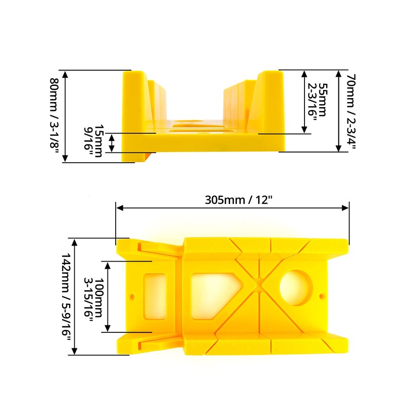 QWORK 12-Inch High Impact Plastic Miter Box with Versatile Cutting