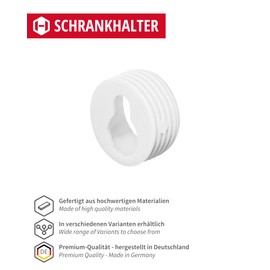 GedoTec® H3052 Wardrobe Holder with Keyhole Shape for Drilling in - Pack of 10 | Hanger with Diameter 30 mm | Plastic White | Furniture Fittings