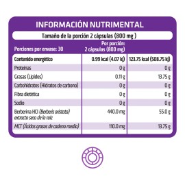 Berberina Max Adicionada Con Mct 60 Capsulas Healthaddiction Sabor Sin sabor