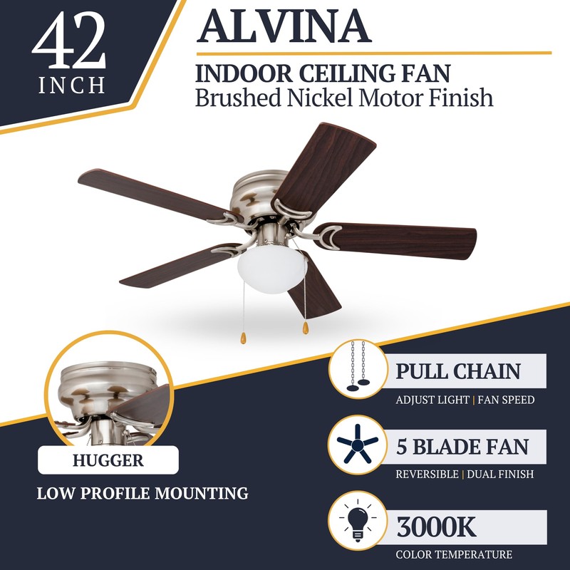 Prominence Home Alvina, 42 Inch Traditional Flush Mount Indoor LED