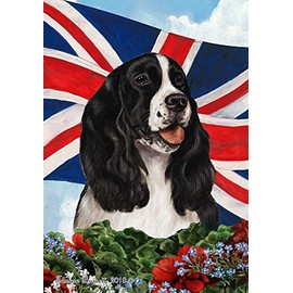 Best of Breed English Springer Spaniel Black and White Union Jack I Garden Flag