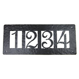 Rustic Custom Hammered Wrought Iron Address Plaque Horizontal APH24 (4number) (Black)