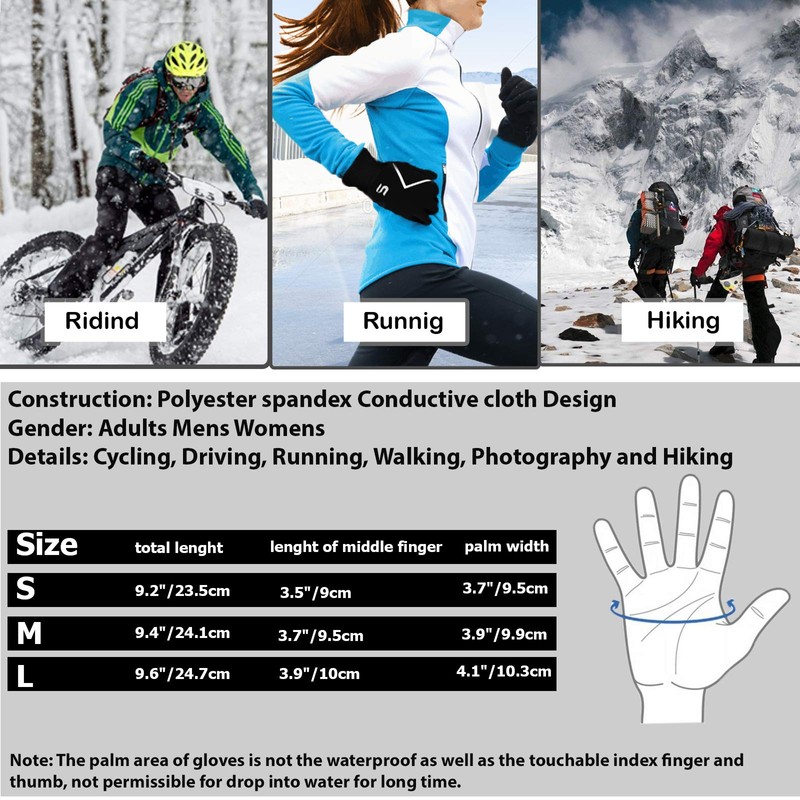 Running Gloves Cycling Winter Gloves Men Women Touchscreen Non-Slip Grip