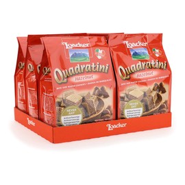 Loacker Quadratini Hazelnut bite-size Wafer Cookies | LARGE Pack of 6 | Crispy Wafers with 4 creamy layers of finest Hazelnut cream filling | #1 in Italy | great for snacks & desserts | Non GMO | No artificial flavorings or colors | 8.82oz per bag