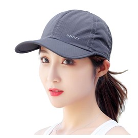 SLOW & MELLOW Cap, Sports, Women's Mesh, Running, Training, Breathable, Hat, Golf, 6 Colors, gray, 56 to 60 cm