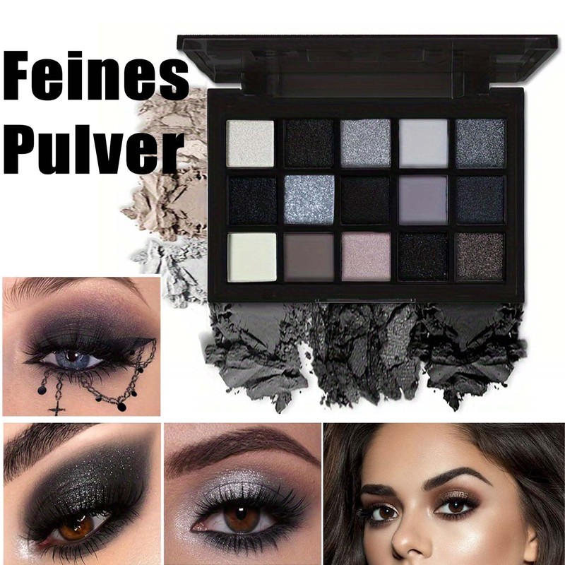 EONFAVE 15 Colours Smoky Eyeshadow Palette, Dark Punk Soft Matte
