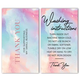 Washing Instructions Thank You Cards, Care Instructions Insert for Small Business Packaging, Customer Directions Cards, Small Online Shop Package Insert, 3.5"X 2", Pack of 50