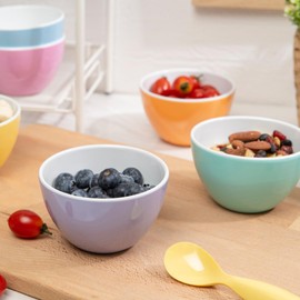 bzyoo Set of 6 Small Bowls, 4.25" 11.8 OZ ColorPop Melamine Bowls, Dessert Bowls, Small Prep Bowls, Bowls for Dipping Sauce, Ice Cream, Side Dishes, Snacks, Soups, Salads Color - Pastel