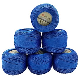 YarnArt Tulip 6 x 50 g Pack, Silk Yarn, Microfibre Yarn, Satin Yarn, Silk Brilliant Yarn, Shiny Yarn (Blue 464)