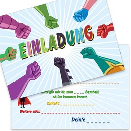 the lazy panda card company 15 Invitation Cards Children's Birthday Party Superhero Birthday Invitations Birthday Children Girls Boys (Superheroes)