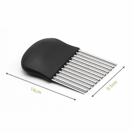 RosyMyth Crinkle Potato Cutter - Stainless Steel Wavy Chopper Knife for French Fries, Potato, Cucumber, and Other Vegetables, Black
