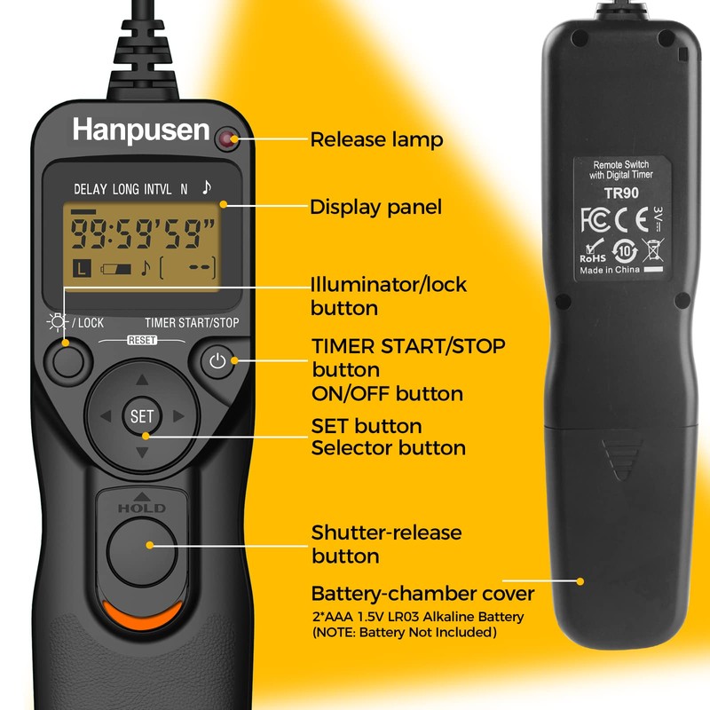 AODELAN Camera Shutter Remote Control, Shutter Timer Remote Release Control
