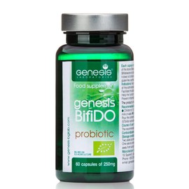 Genesis Bifido Organic Vegan Probiotic with Lactobacillus and Bifidobacterium Strains May Support Gut Helth, Digestion, Immune System 250 mg per Capsule 60 Caps