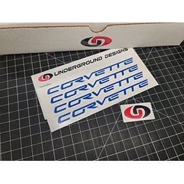 Corvette Wheel Decals C5 C6 Racing Stickers (4 Pack) 0.75" x 6.0" Select Color: (Gloss Blue)