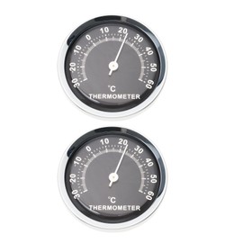 LT Easiyl 2pcs 58mm Car Thermometer Mini Round Car Thermometer Mechanical Analog Temperature Gauge for Car Home Office Workshop, Black
