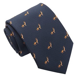 DQT Men's Embroidered Dog Print Novelty Classic Tie - Navy German Shepherd